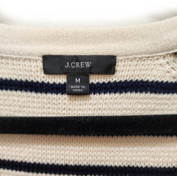 J. Crew Cotton Striped Button-Up Cardigan with Pockets, Medium EUC - Picture 2 of 7